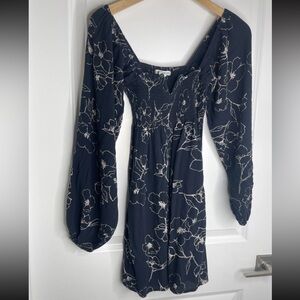 Billabong Flower Dance Dress Women’s Navy Floral Long Sleeve Dress
